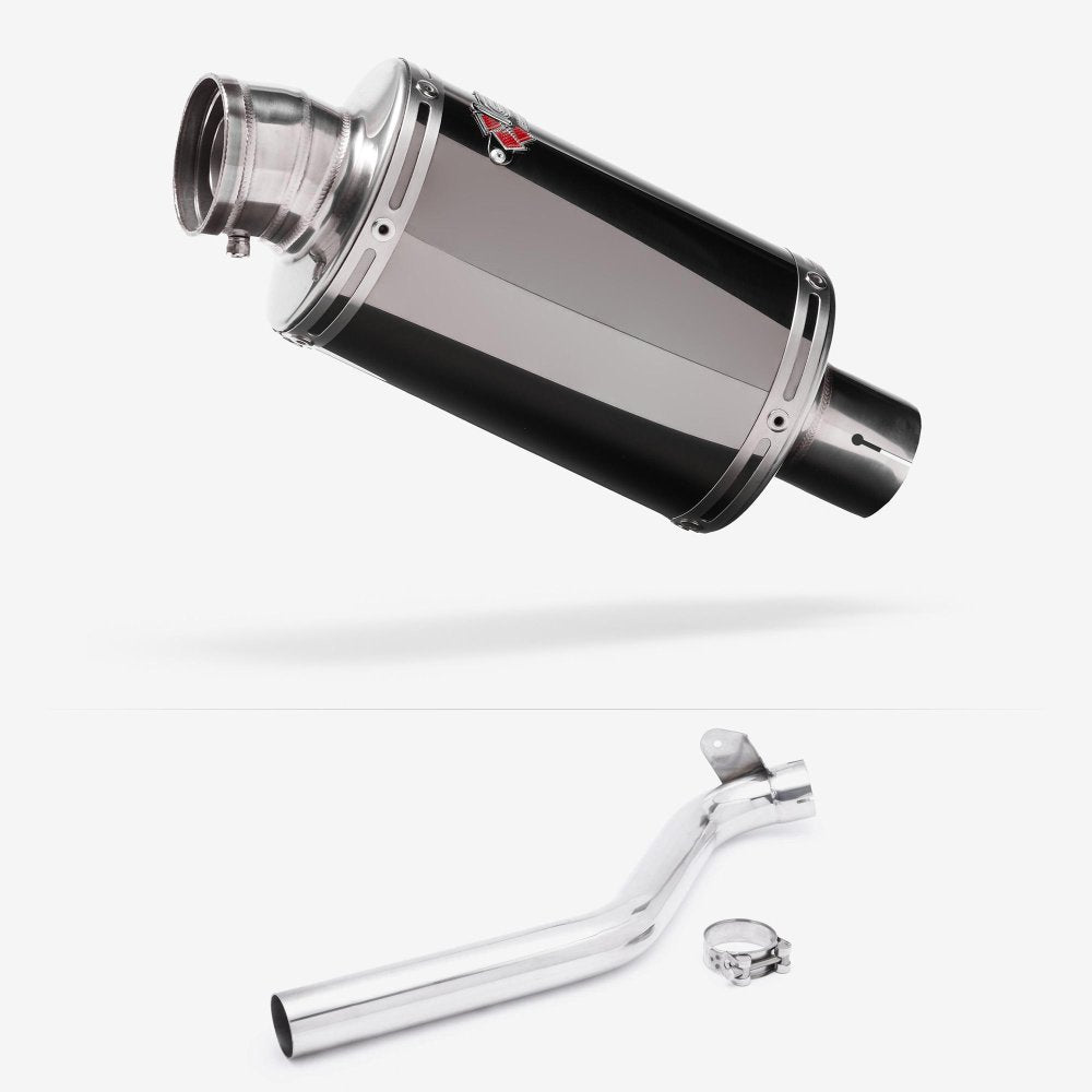 Lextek OP15 Dark Tint Stainless Exhaust 200mm with Link Pipe for Triumph Tiger 1050 Sport (13-20)