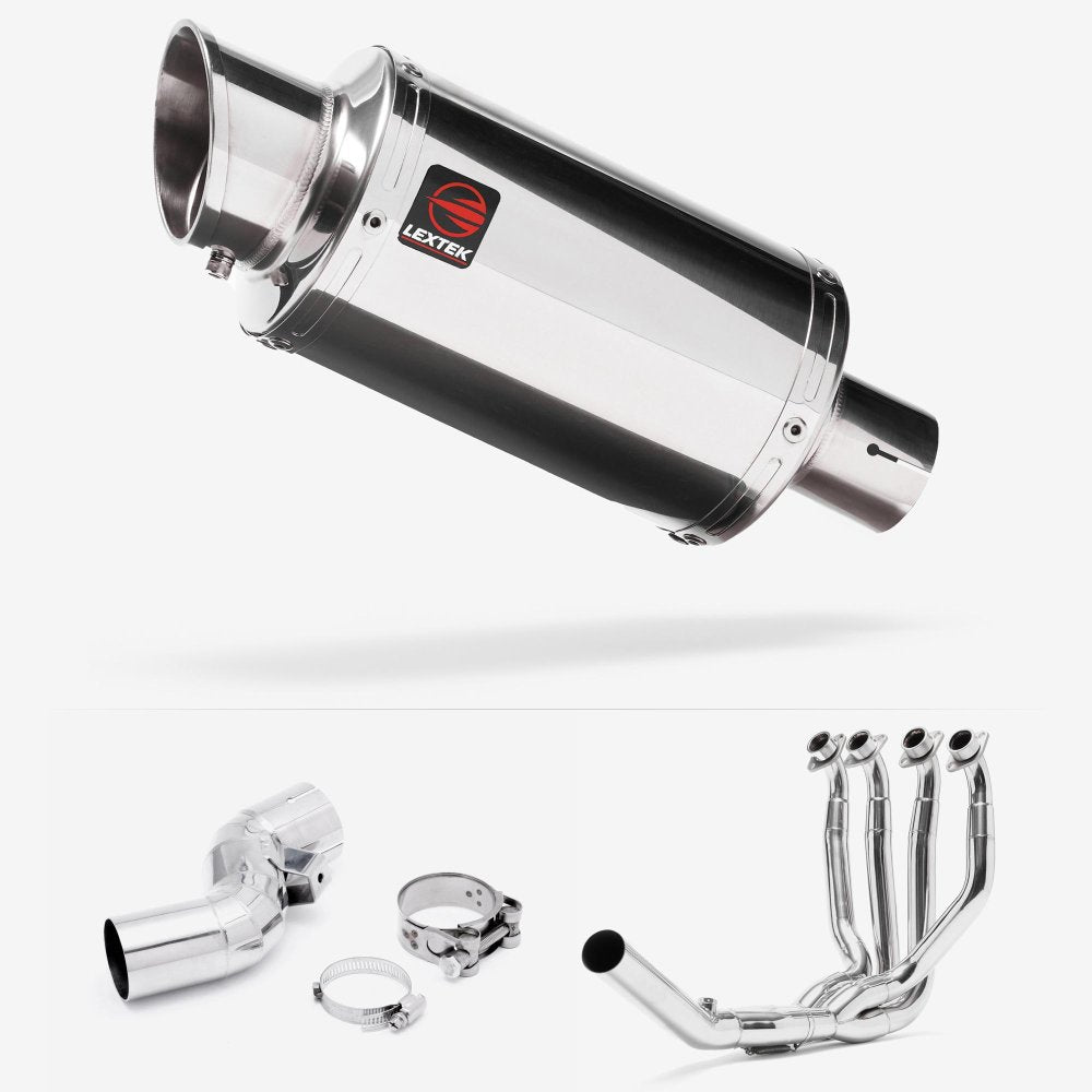 Lextek Polished Stainless Steel YP4 Exhaust System 200mm for Kawasaki Ninja H2 SX (18-21)