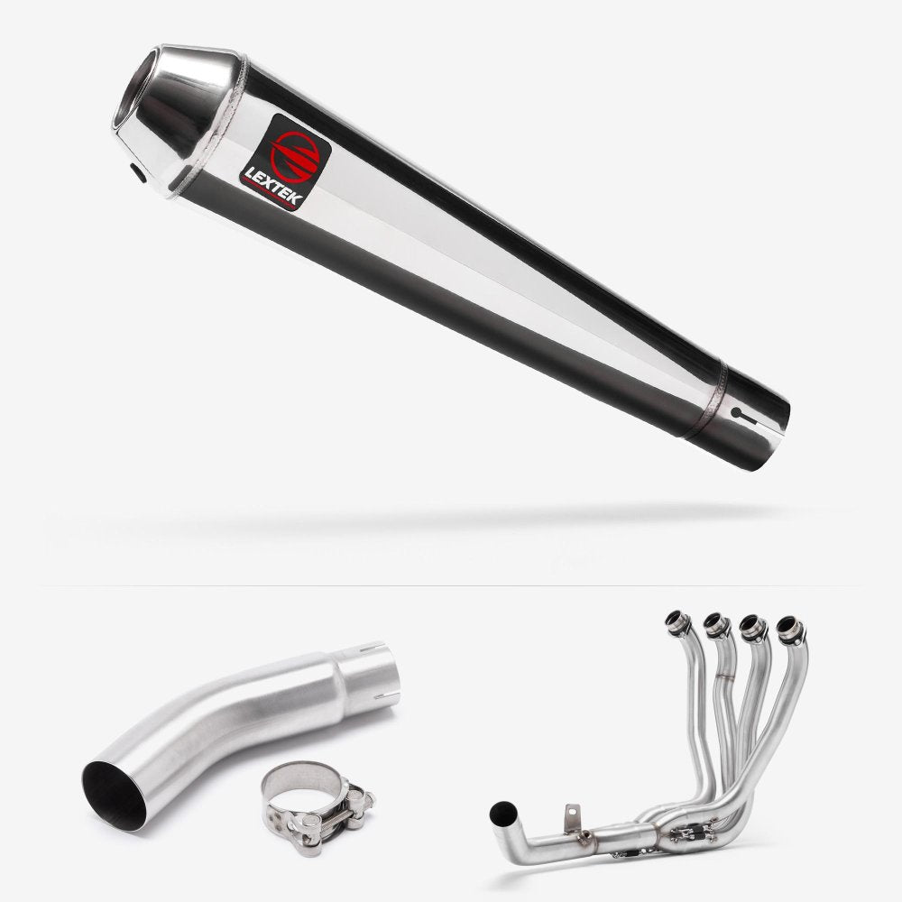 Lextek Polished Stainless Steel AC1 Classic Exhaust System 350mm for Suzuki GSX-S750 (17-23)