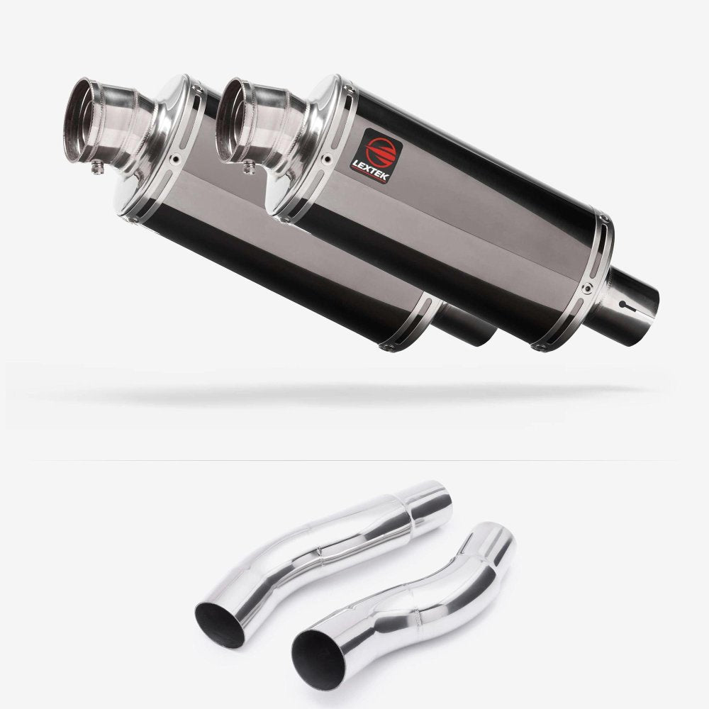 Lextek OP16 Dark Tint Stainless Exhaust 250mm with Link Pipes for Kawasaki Z1000 (14-19)