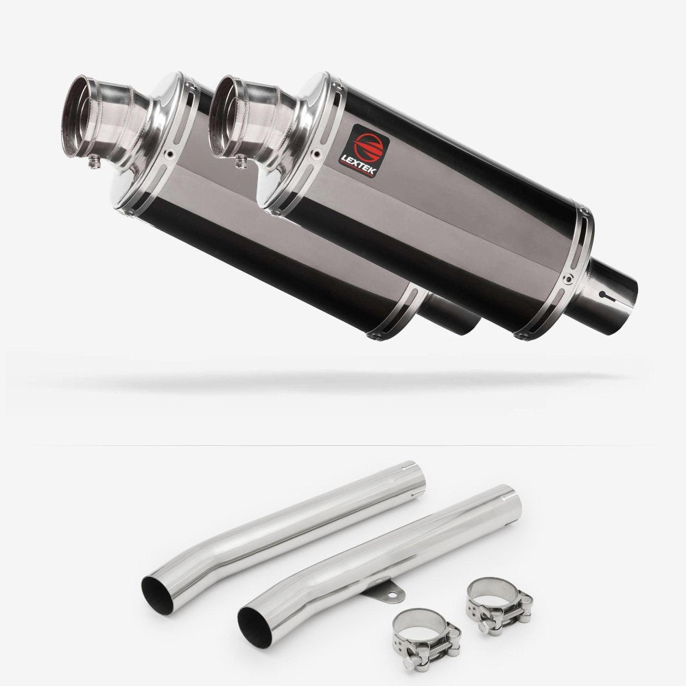Lextek OP16 Dark Tint Stainless Exhaust 250mm with Link Pipes for Honda CBR1100XX Blackbird (96-07)