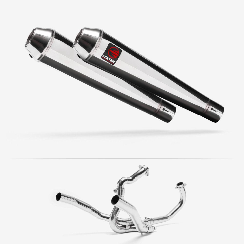 Lextek Polished Stainless Steel AC1 Classic Exhaust System 350mm for SUZUKI SV1000 (03-07)