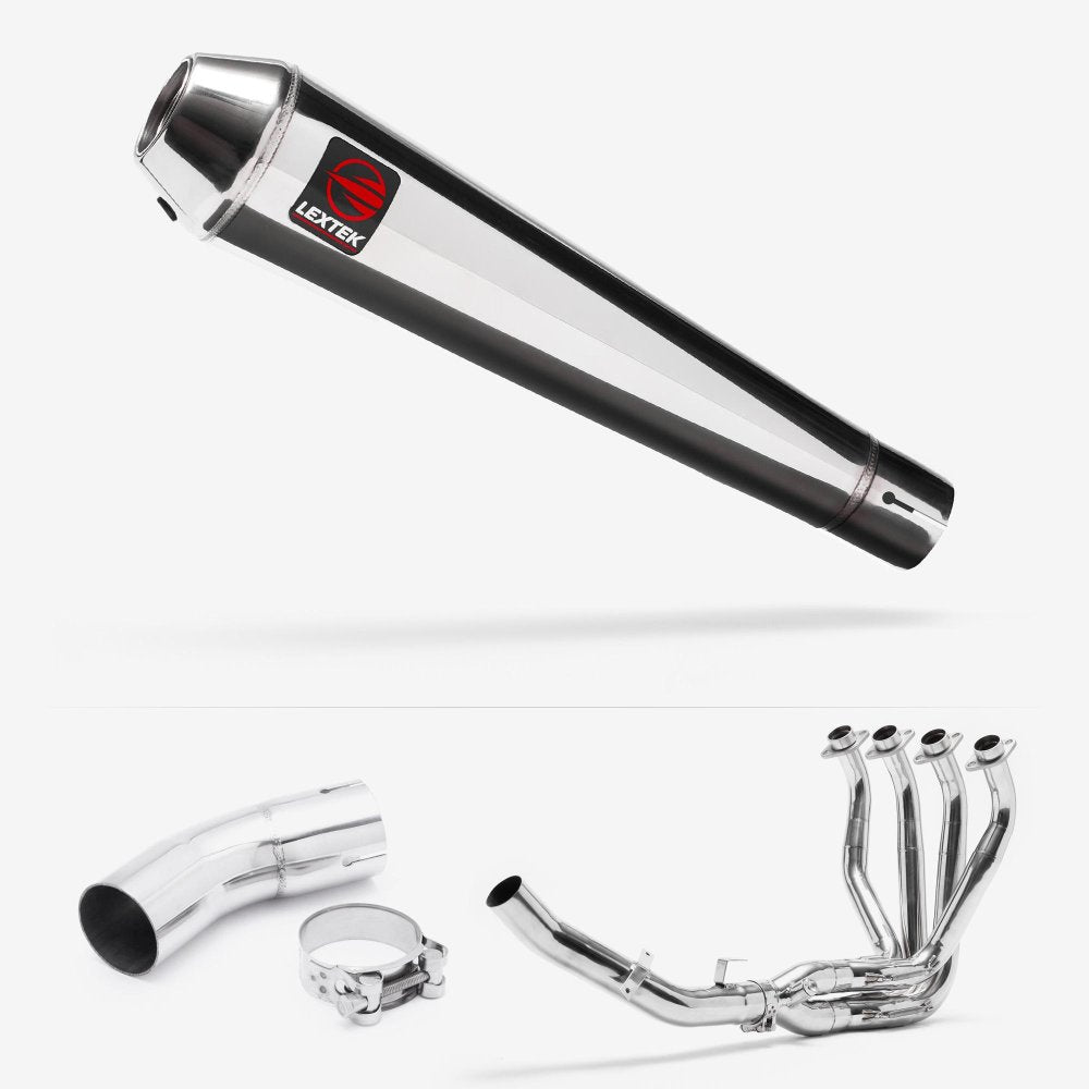 Lextek Polished Stainless Steel AC1 Classic Exhaust System 350mm for Kawasaki Z900 RS (17-24)