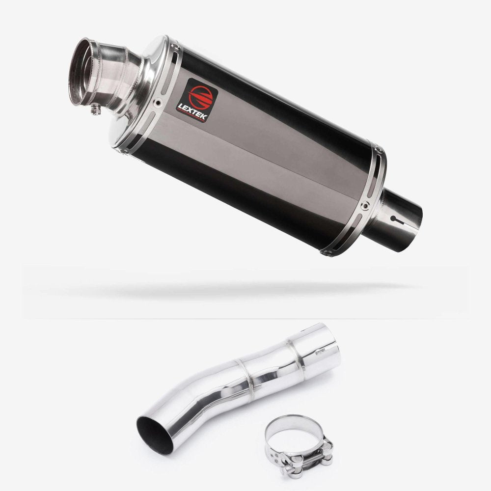 Lextek OP16 Dark Tint Stainless Exhaust 250mm with Link Pipe for Triumph Street Triple 675 (13-17)