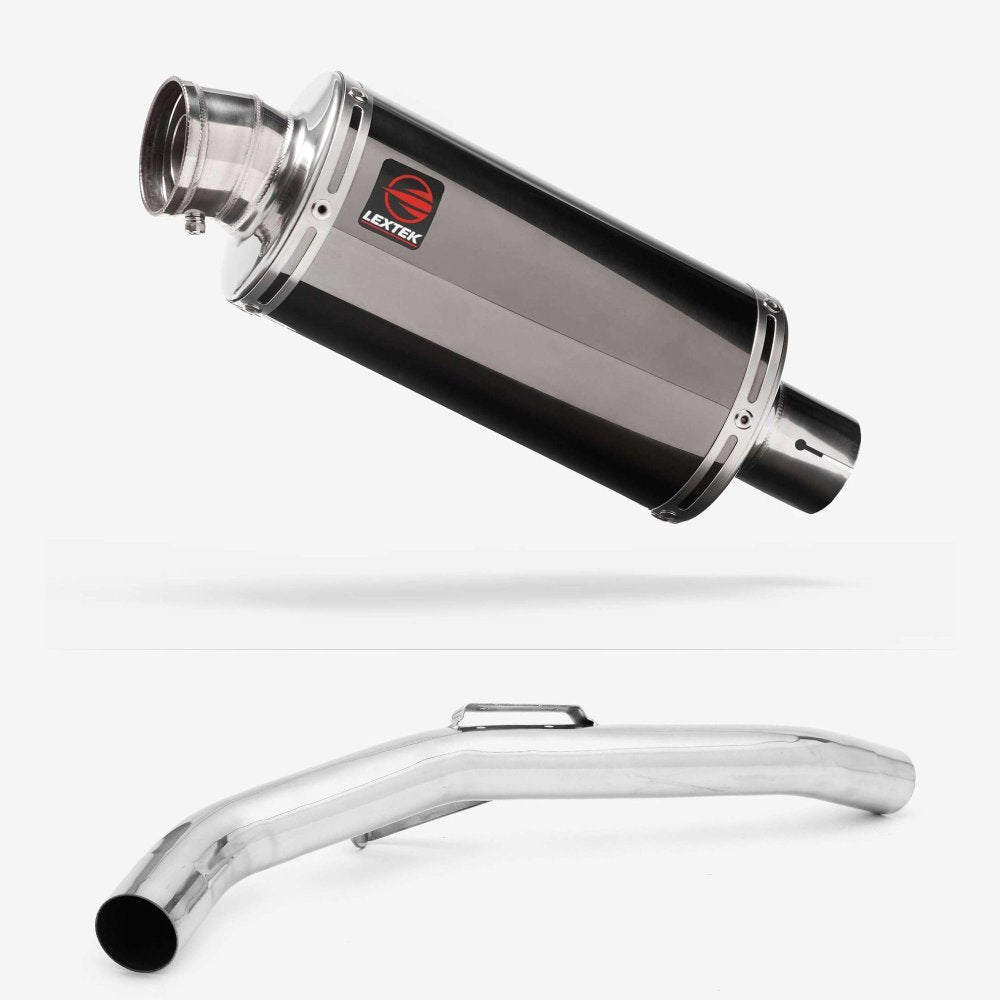 Lextek OP16 Dark Tint Stainless Exhaust 250mm with Link Pipe for Triumph Explorer 1200 (12-18)