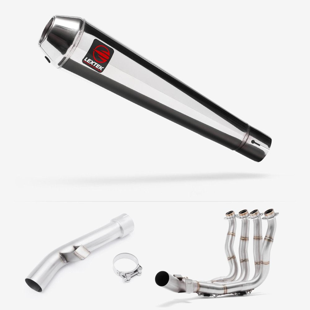 Lextek Polished Stainless Steel AC1 Classic Exhaust System 350mm for Yamaha FZ1 (06-15)