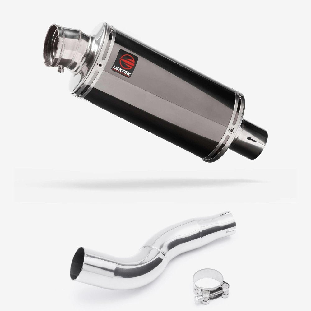 Lextek OP16 Dark Tint Stainless Exhaust 250mm with Link Pipe for Honda CB300R (18-20)