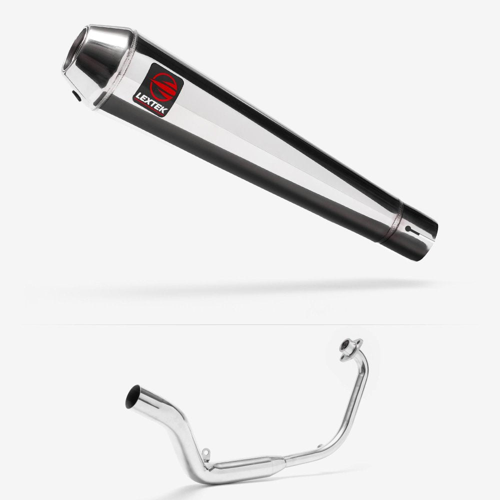 Lextek Polished Stainless Steel AC1 Classic Exhaust System 350mm for Honda CB125 R (18-20)