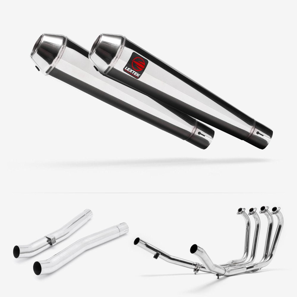 Lextek Polished Stainless Steel AC1 Classic Exhaust System 350mm for Suzuki GSX 1400 (01-04)