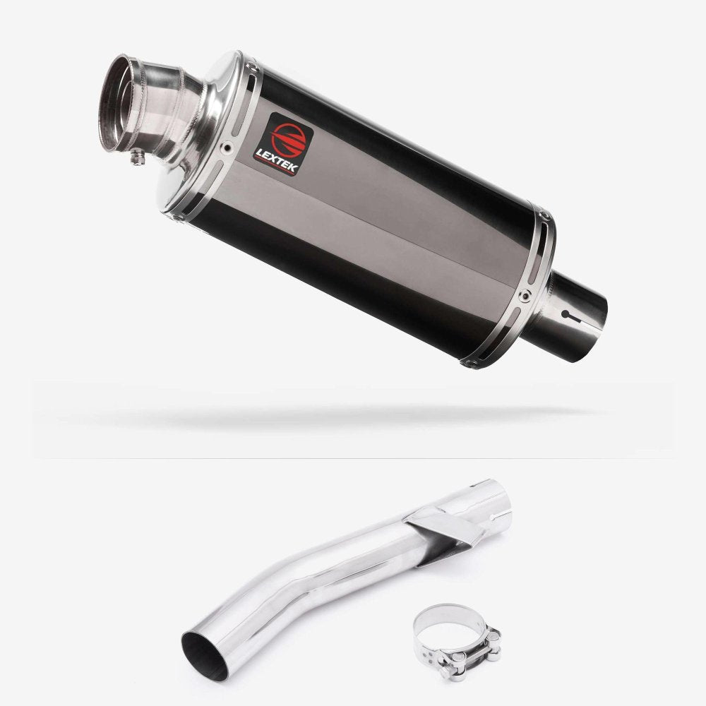Lextek OP16 Dark Tint Stainless Exhaust 250mm with Link Pipe for Yamaha FZS 600 Fazer (97-03)