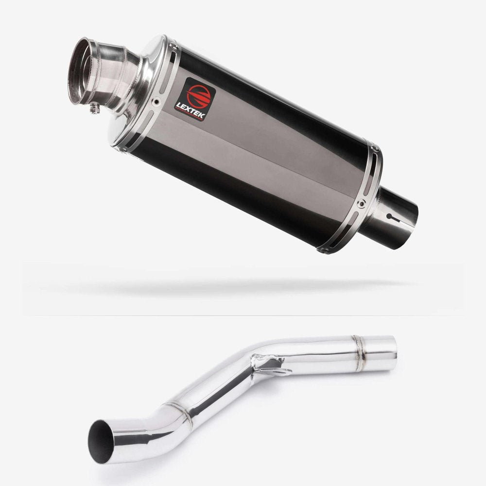 Lextek OP16 Dark Tint Stainless Exhaust 250mm with Link Pipe for Kawasaki Z800 (13-16)