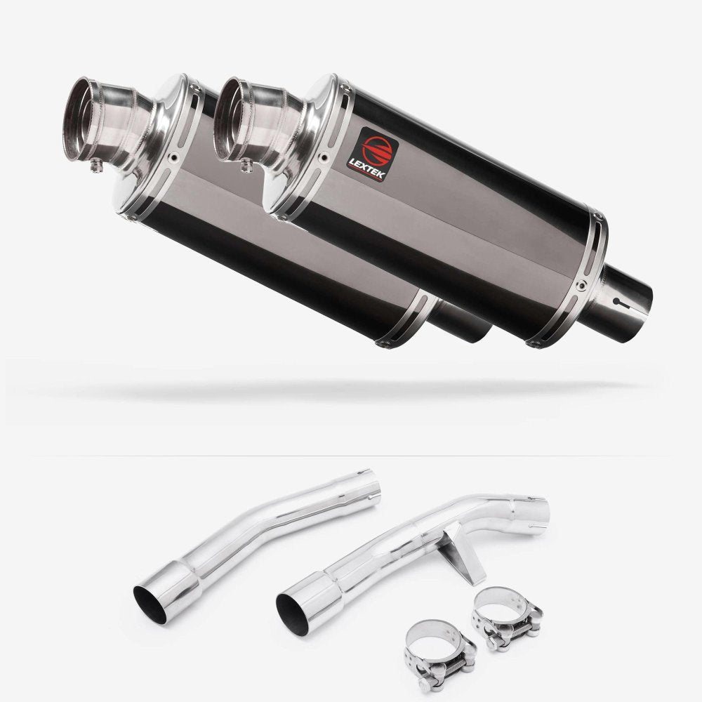 Lextek OP16 Dark Tint Stainless Exhaust 250mm with Link Pipe for Yamaha FJR1300 (01-19)