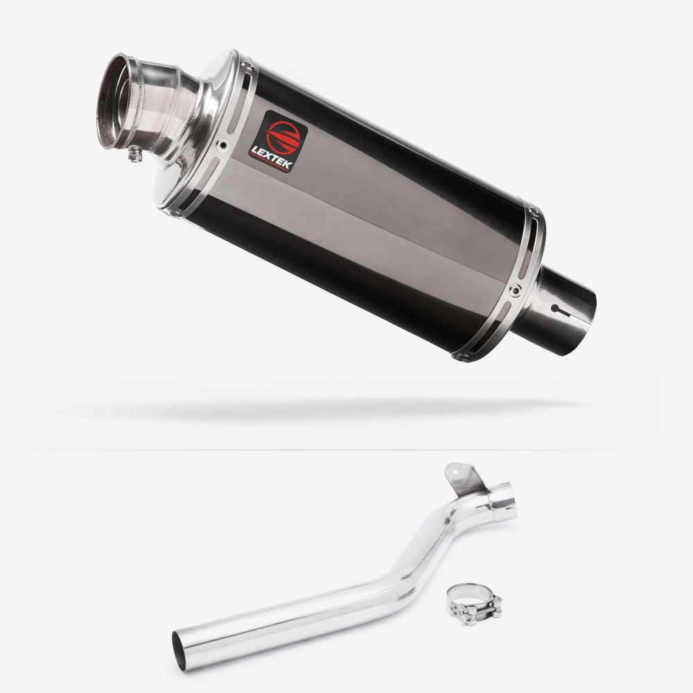 Lextek OP16 Dark Tint Stainless Exhaust 250mm with Link Pipe for Triumph Tiger 1050 Sport (13-20)