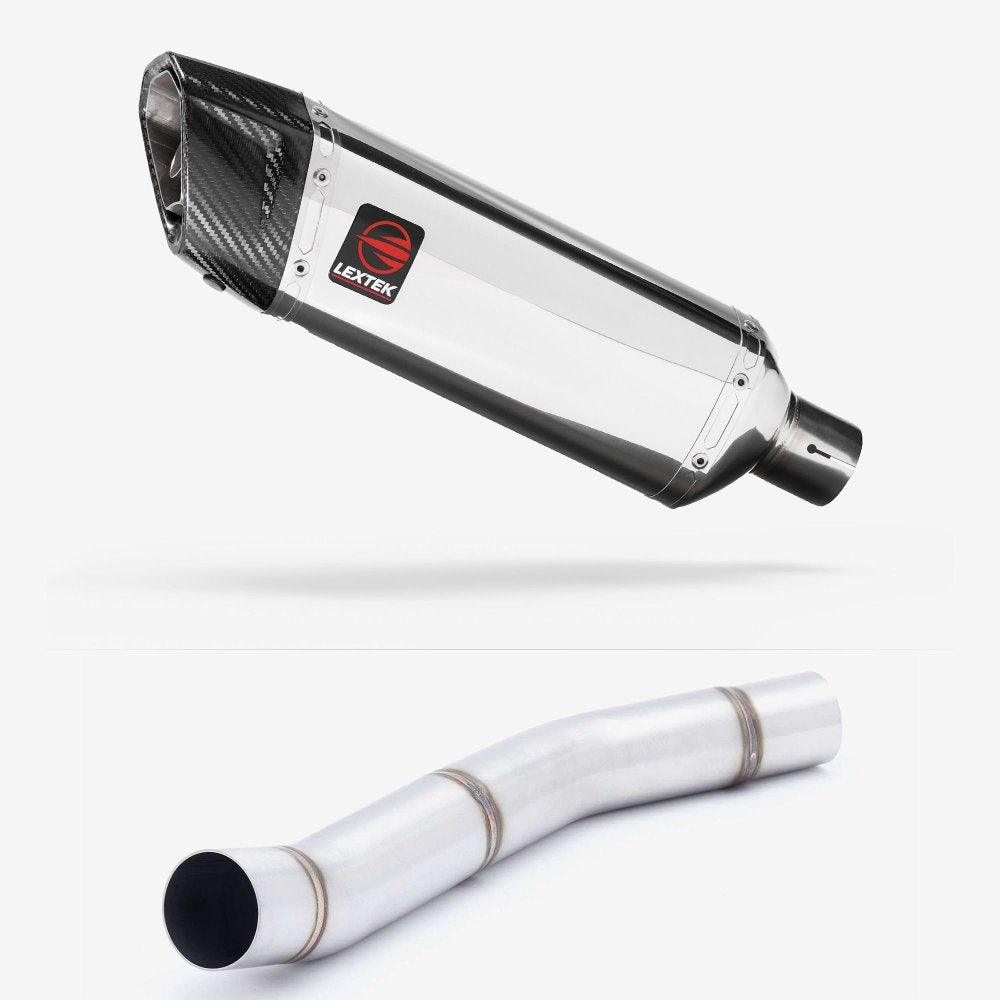 Lextek Stainless Steel SP4 Polished Exhaust 300mm with Link Pipe for Kawasaki Z750 (07-12)