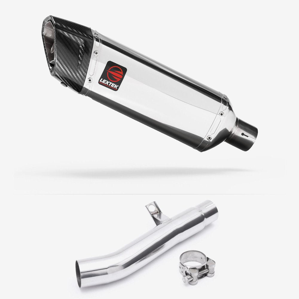 Lextek Stainless Steel SP4 Polished Exhaust 300mm with Link Pipe for Honda CBF 600 (04-07)