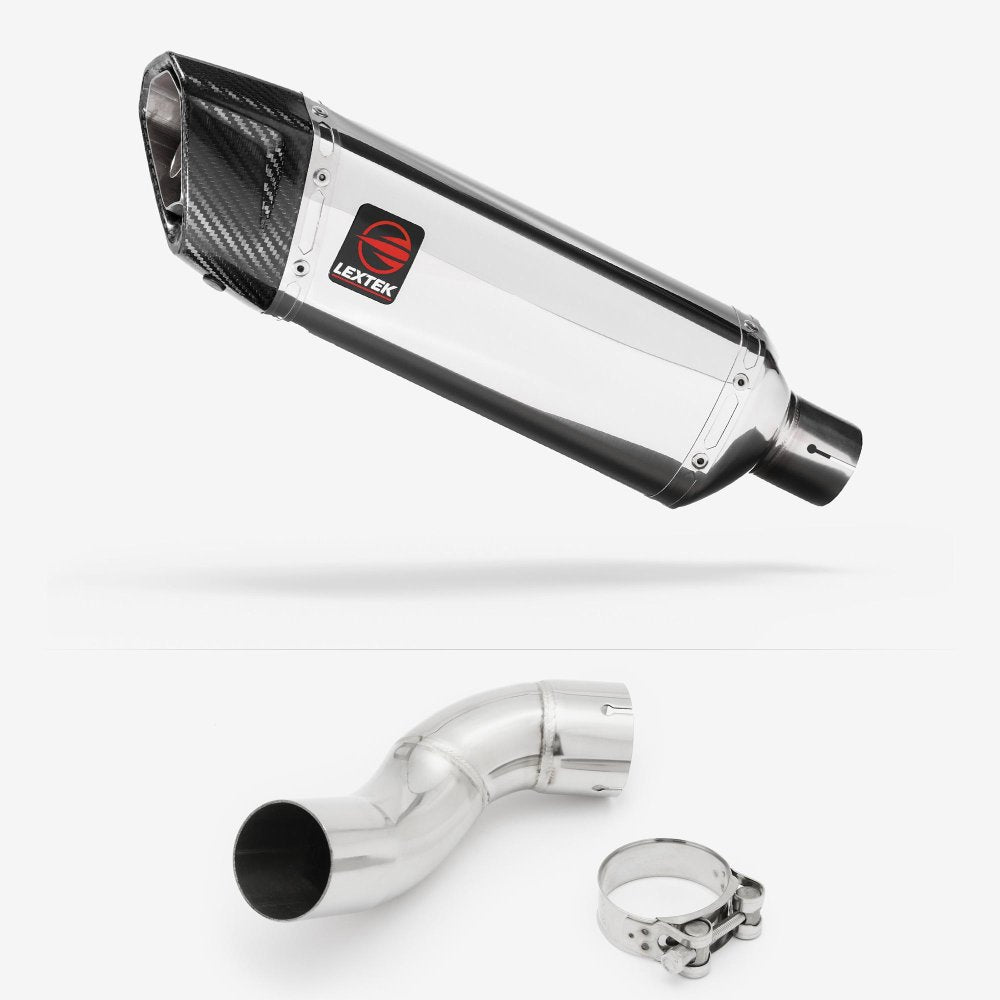 Lextek Stainless Steel SP4 Polished Exhaust 300mm with Link Pipe for Kawasaki Z900 (17-19)