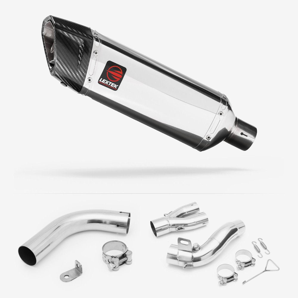 Lextek Stainless Steel SP4 Polished Exhaust 300mm with Link Pipe for Honda CB1000R (08-17)