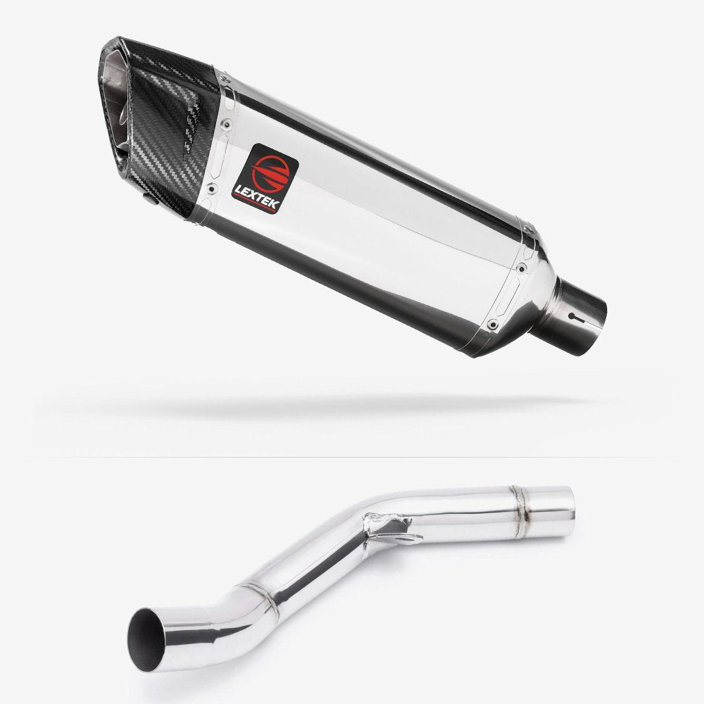 Lextek Stainless Steel SP4 Polished Exhaust 300mm with Link Pipe for Kawasaki Z800 (13-16)