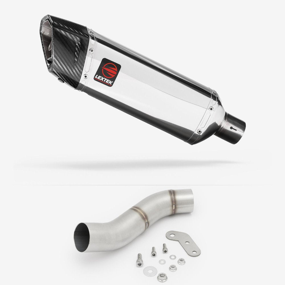 Lextek Stainless Steel SP4 Polished Exhaust 300mm with Link Pipe for Ducati Monster 797 (17-18)