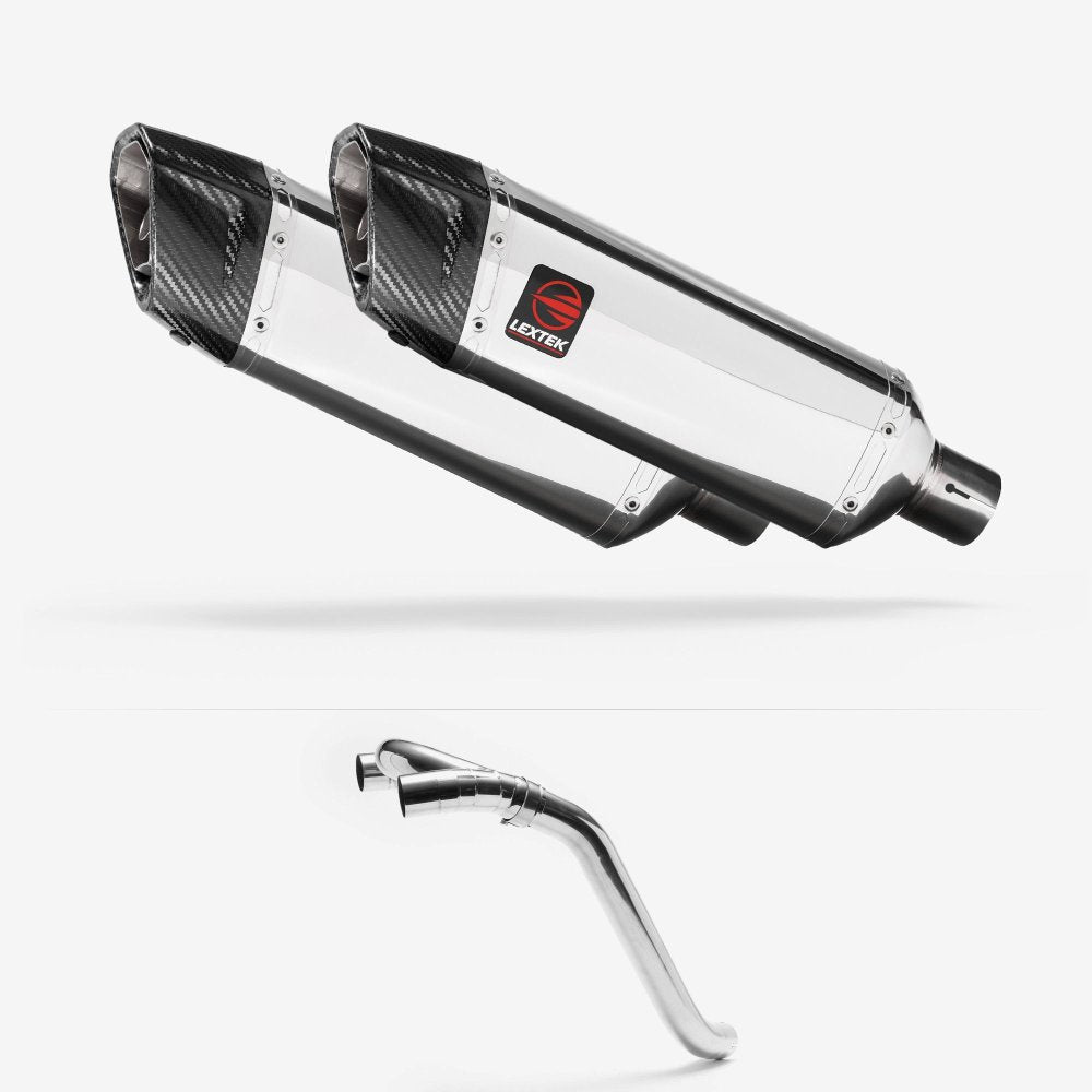 Lextek Stainless Steel SP4 Polished Exhaust 300mm with Link Pipe for Honda VFR800 (02-13)