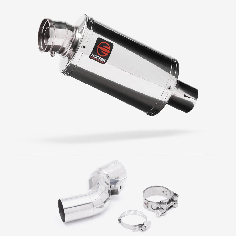 Lextek Polished Stainless Steel OP4 Exhaust 200mm with Link Pipe for Kawasaki Ninja H2 SX (18-20)