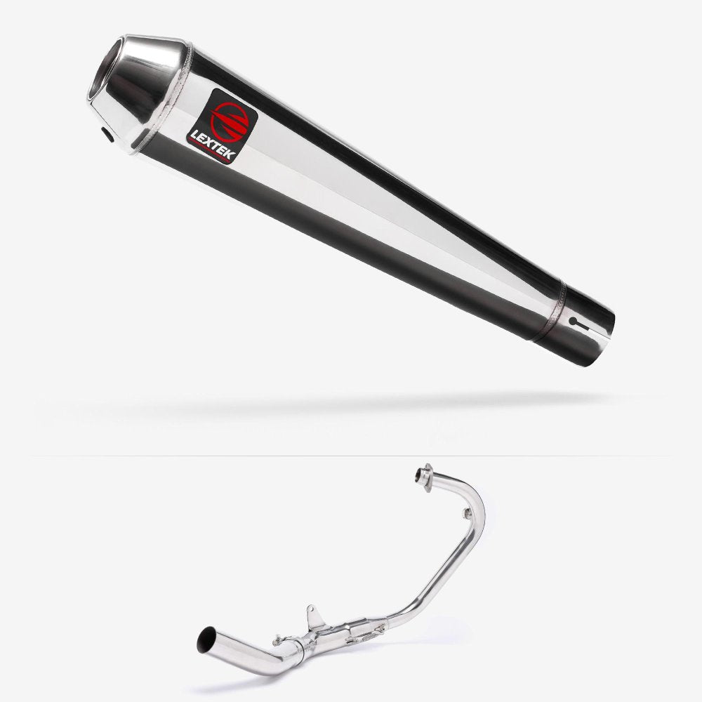 Lextek Polished Stainless Steel AC1 Classic Exhaust System 350mm for Lexmoto LS-N 125