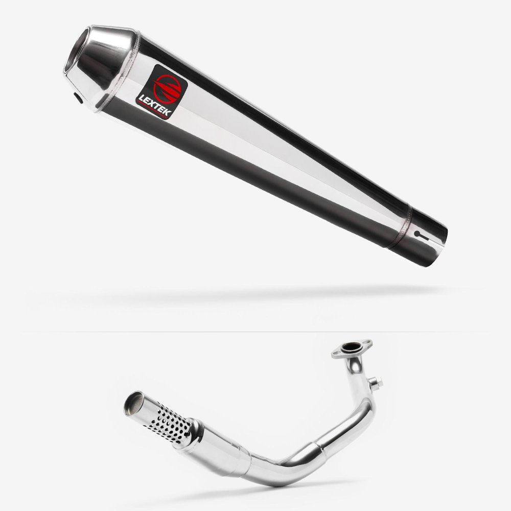 Lextek Polished Stainless Steel AC1 Classic Exhaust System 350mm for Lexmoto Enigma 125