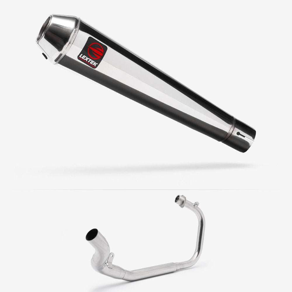 Lextek Polished Stainless Steel AC1 Classic Exhaust System 350mm for Lexmoto LXR 125