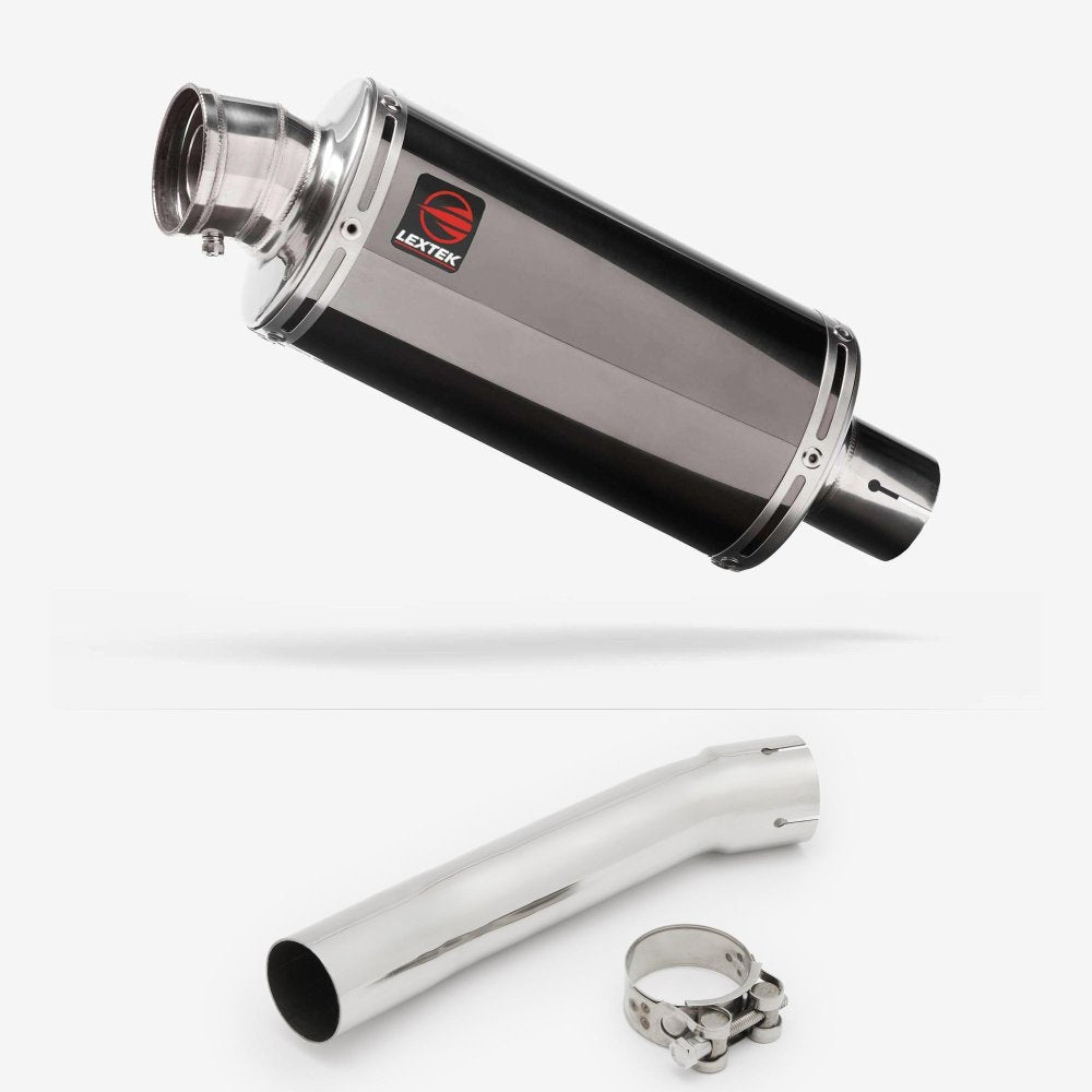 Lextek OP16 Dark Tint Stainless Exhaust 250mm with Link Pipe for Suzuki SV650 (99-02)