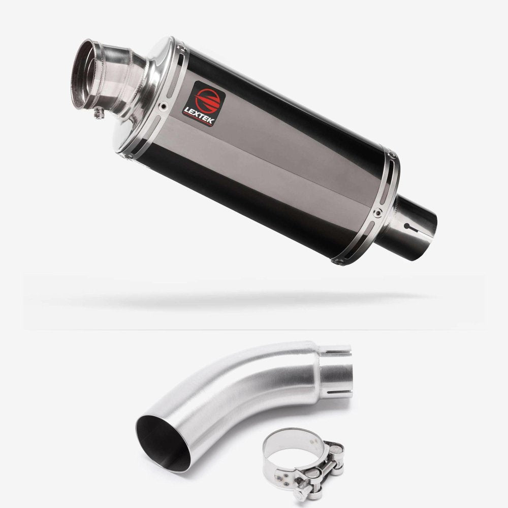 Lextek OP16 Dark Tint Stainless Exhaust 250mm with Link Pipe for Yamaha MT-03 (16-22)