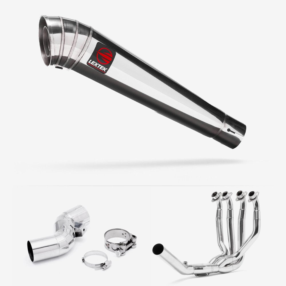 Lextek Polished Stainless Steel MP4 Megaphone Exhaust System 300mm for Kawasaki Ninja H2 SX (18-21)