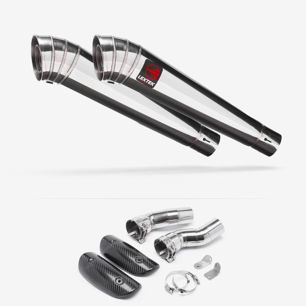 Lextek Polished Stainless Steel MP4 Exhaust 300mm with Link Pipes
