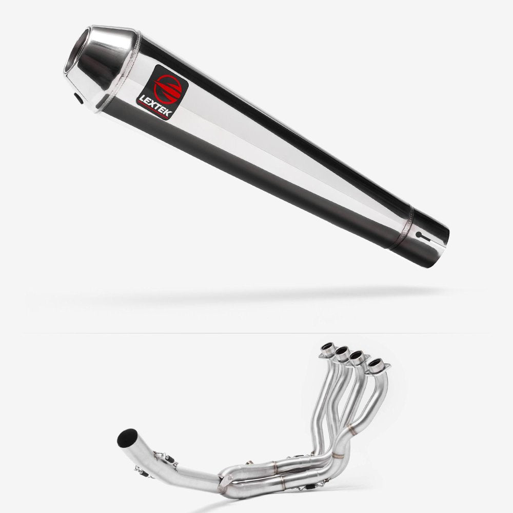 Lextek Polished Stainless Steel AC1 Classic Exhaust System 350mm for Suzuki GSXR 1000 (17-24)