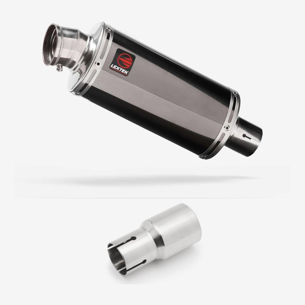 Lextek OP16 Dark Tint Stainless Exhaust 250mm with Link Pipe for Piaggio MP3 500 (07-15)