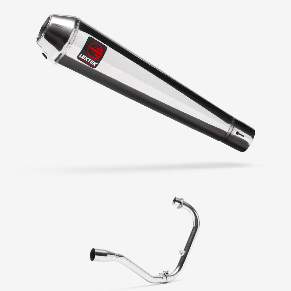 Lextek Polished Stainless Steel AC1 Classic Exhaust System 350mm for Lexmoto Michigan 125