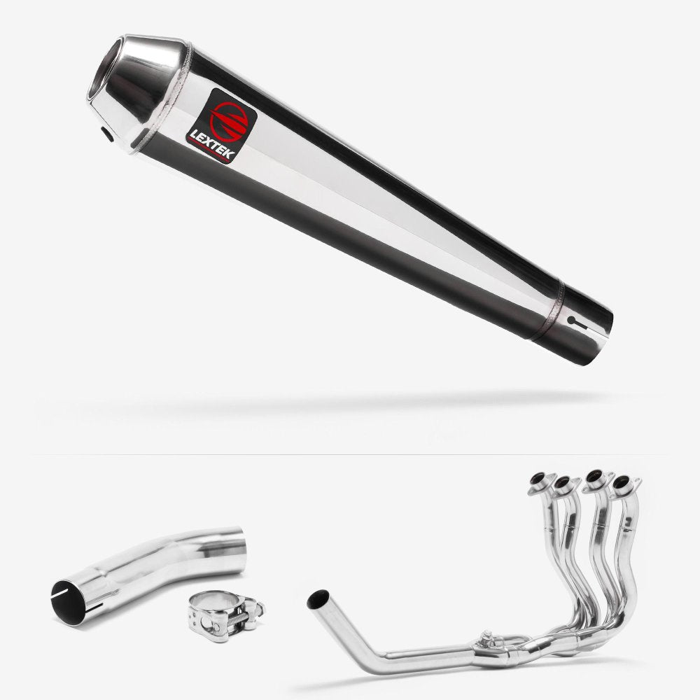 Lextek Polished Stainless Steel AC1 Classic Exhaust System 350mm for Suzuki GSXR 600/750 (11-24)